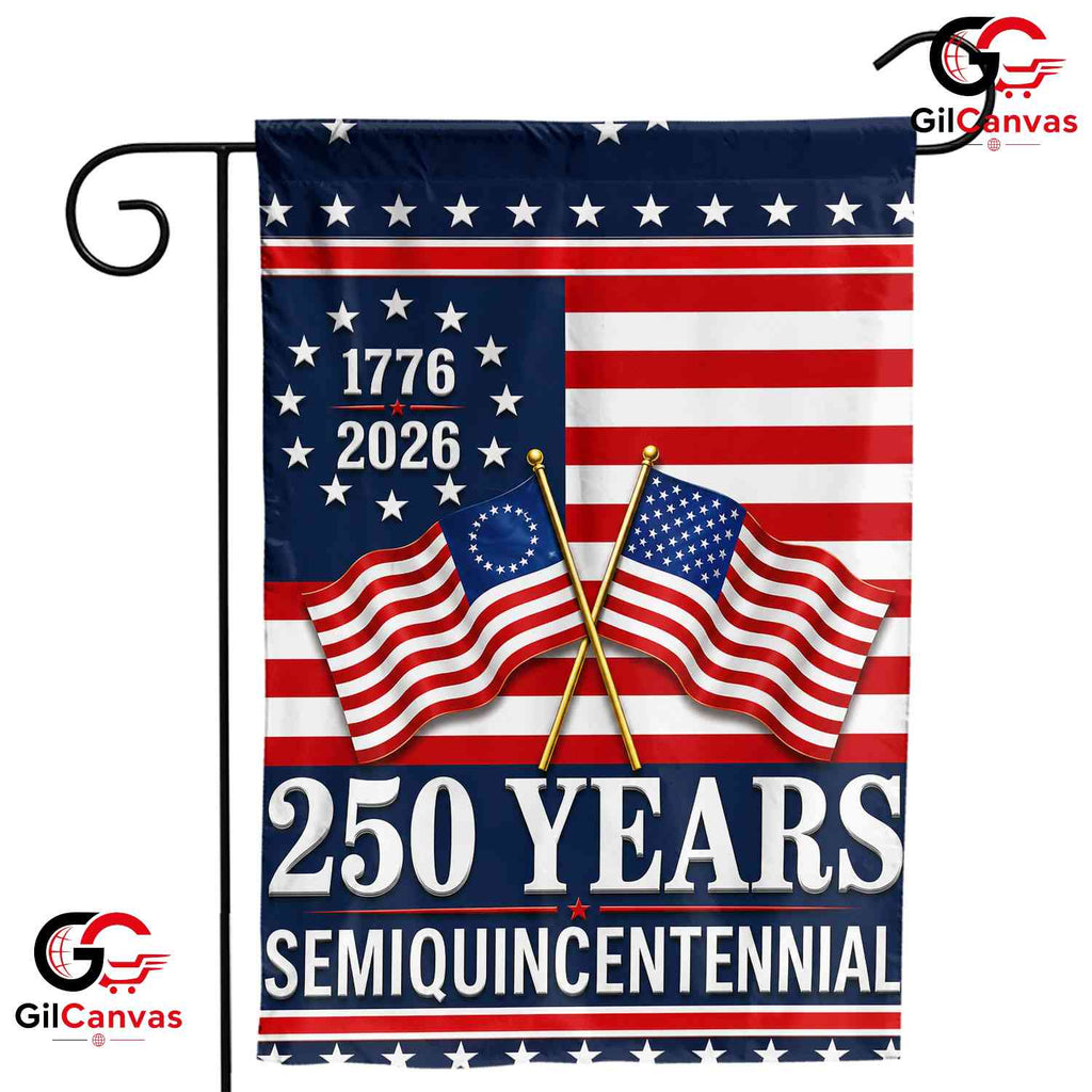 Historic Crossed Flags 250th Garden Flag Semiquincentennial Yard Decor Banner