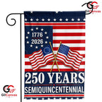 Historic Crossed Flags 250th Garden Flag Semiquincentennial Yard Decor Banner