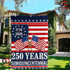 Historic Crossed Flags 250th Garden Flag Semiquincentennial Yard Decor Banner