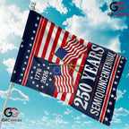 Historic Crossed Flags 250th Garden Flag Semiquincentennial Yard Decor Banner