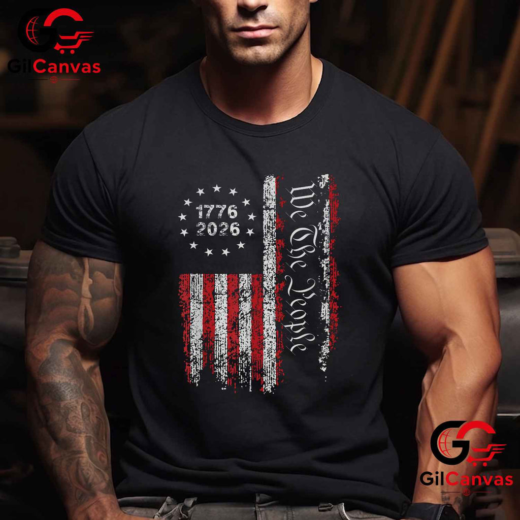 Independence Day Freedom 250 Years America Anniversary Unisex Men USA Flag Graphic T-Shirt