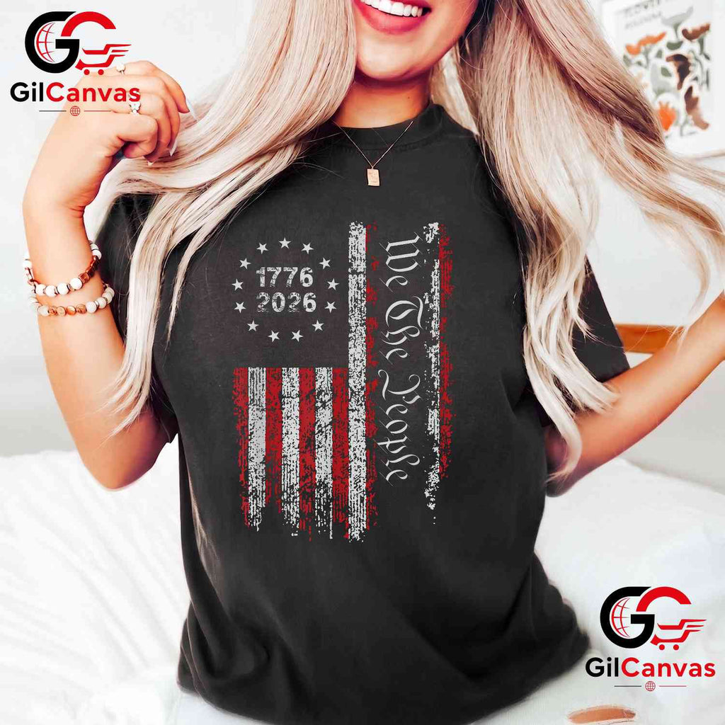 Independence Day Freedom 250 Years America Anniversary Unisex Men USA Flag Graphic T-Shirt