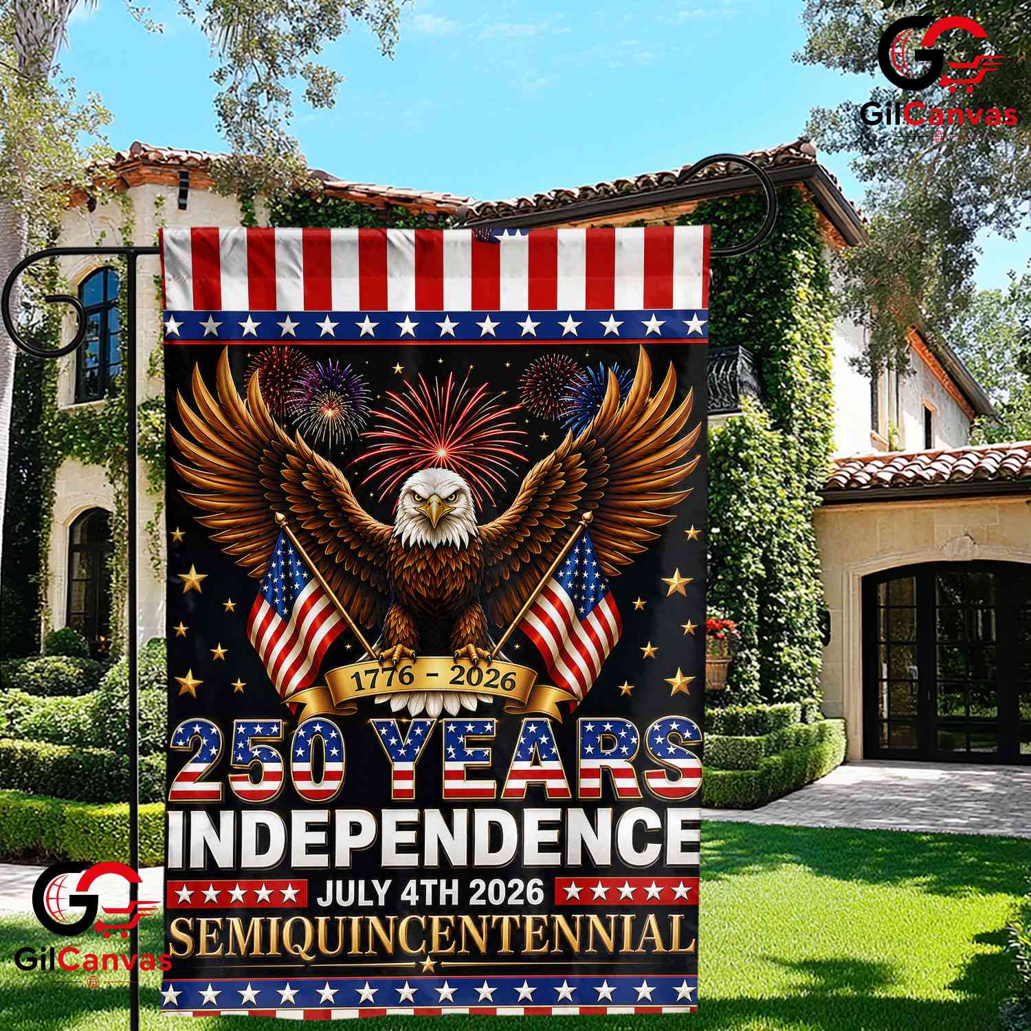 July 4th 2026 Independence Garden Flag Patriotic Eagle Semiquincentennial Sign