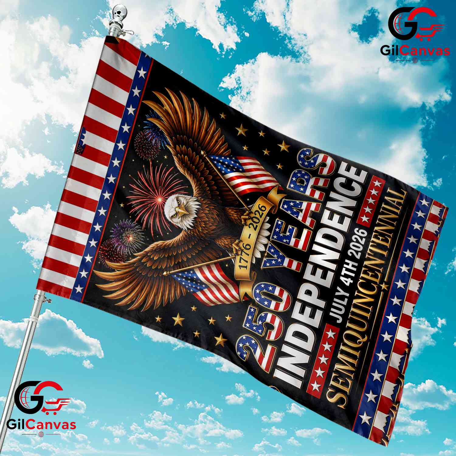 July 4th 2026 Independence Garden Flag Patriotic Eagle Semiquincentennial Sign