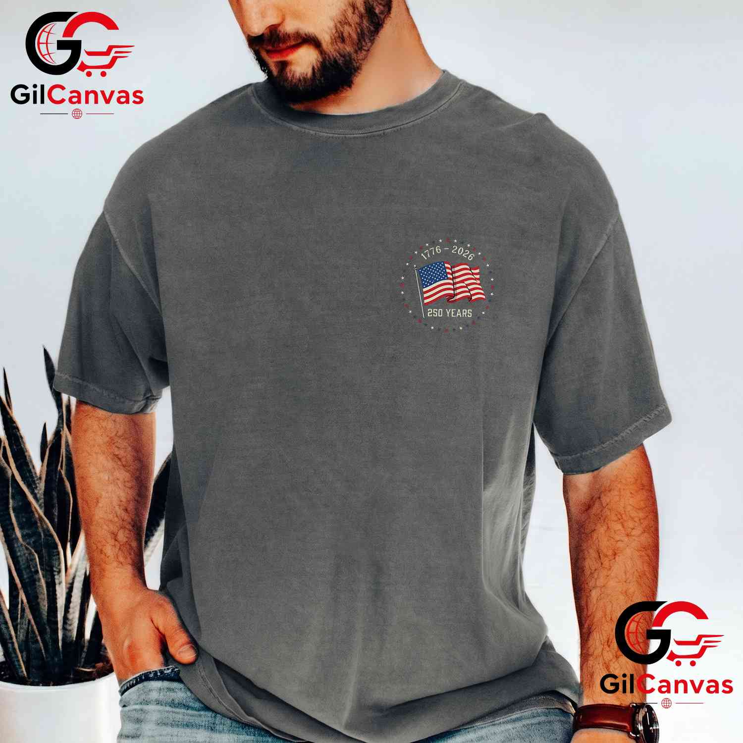 July 4th 250 Years Anniversary Front Back Design Unisex Adult Freedom Gift T-Shirt