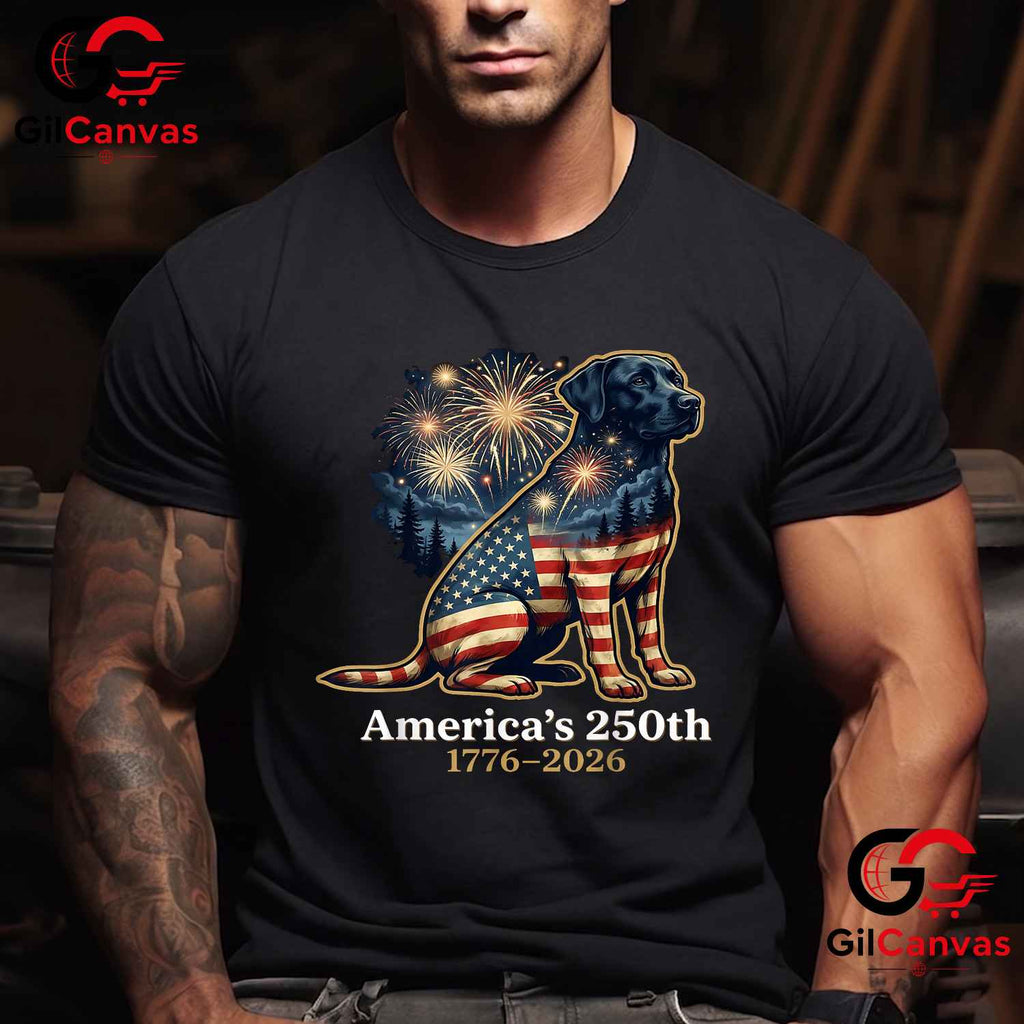 Labrador Retriever America 250th Anniversary 1776-2026 Unisex Dog Adult Graphic T-Shirt