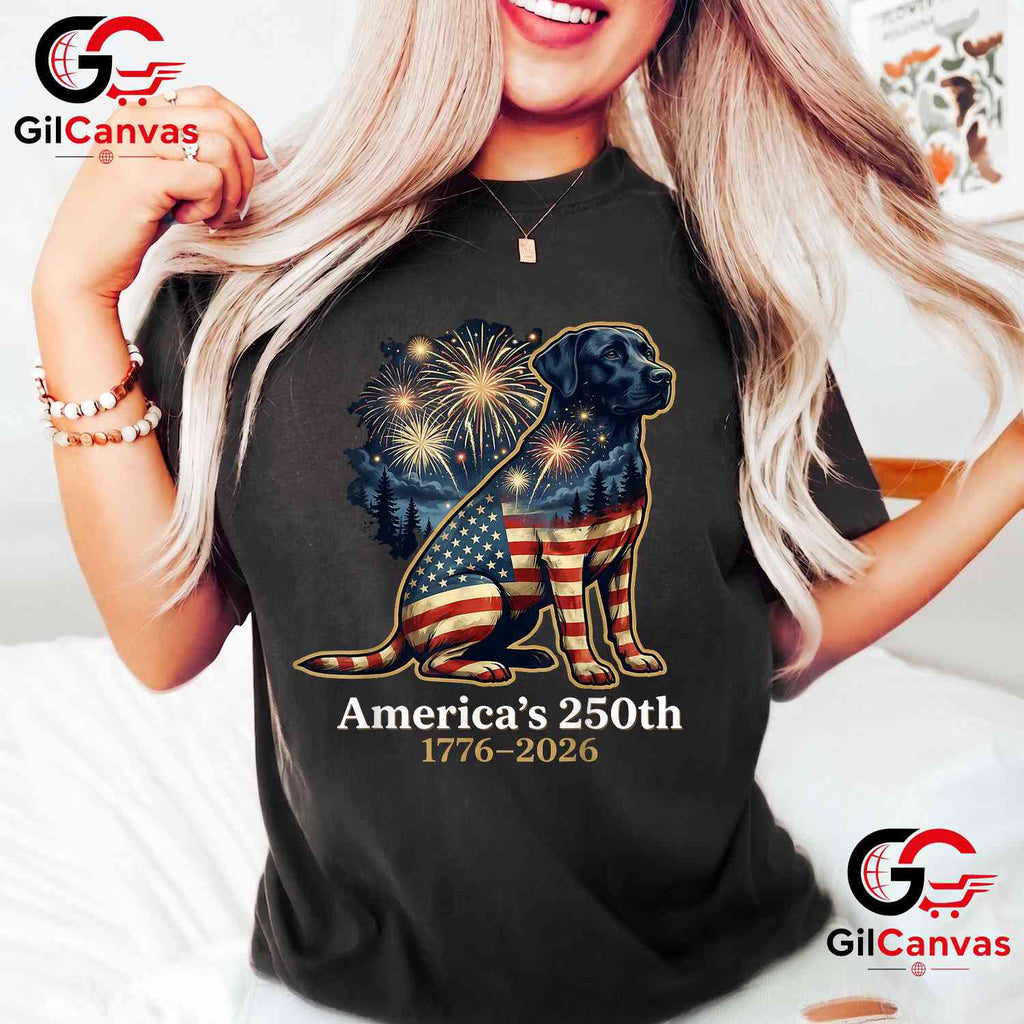 Labrador Retriever America 250th Anniversary 1776-2026 Unisex Dog Adult Graphic T-Shirt