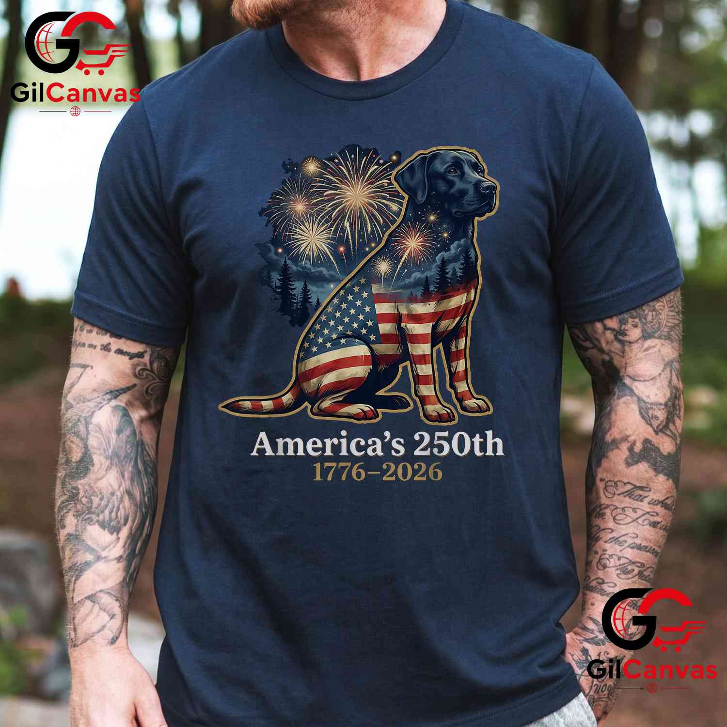 Labrador Retriever America 250th Anniversary 1776-2026 Unisex Dog Adult Graphic T-Shirt