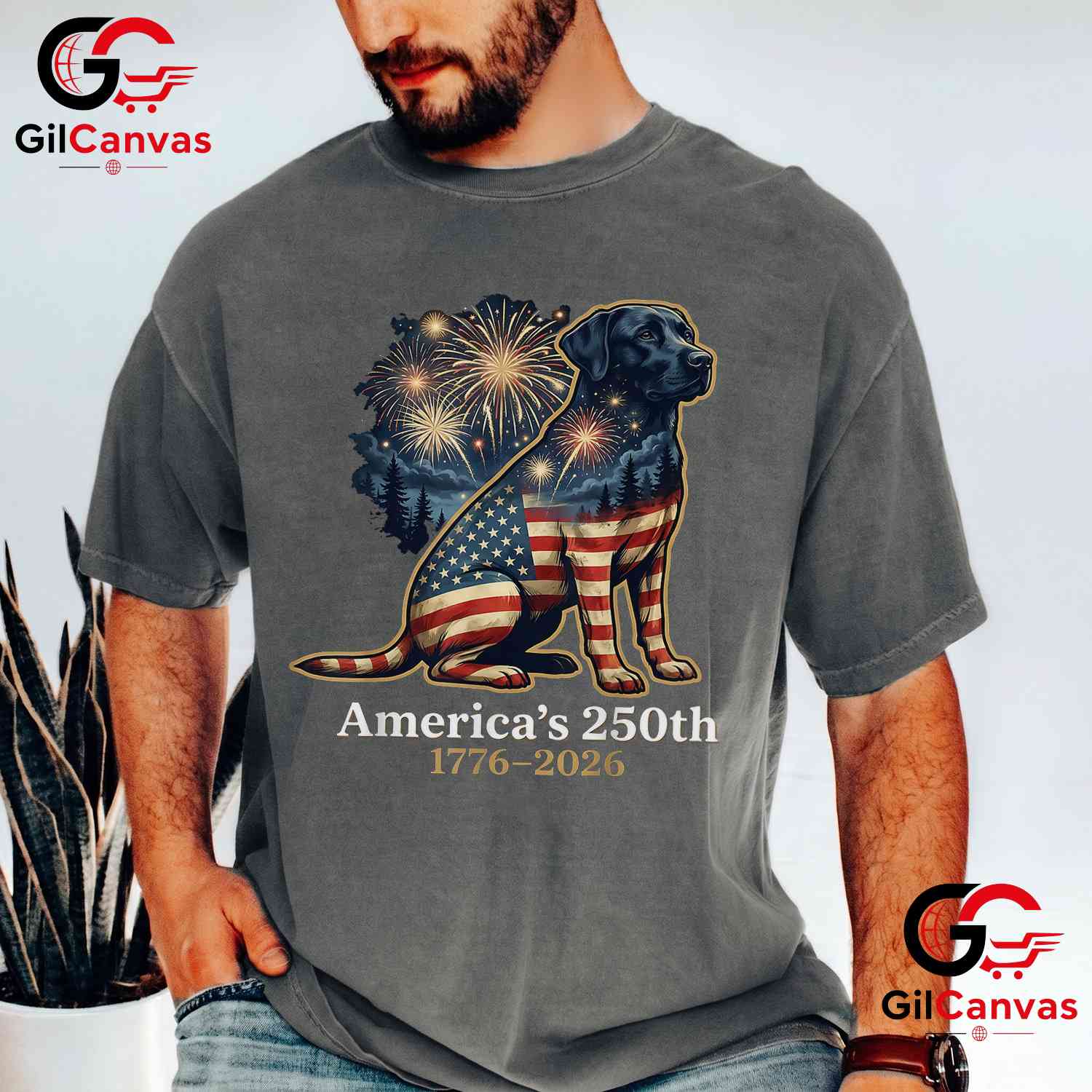Labrador Retriever America 250th Anniversary 1776-2026 Unisex Dog Adult Graphic T-Shirt