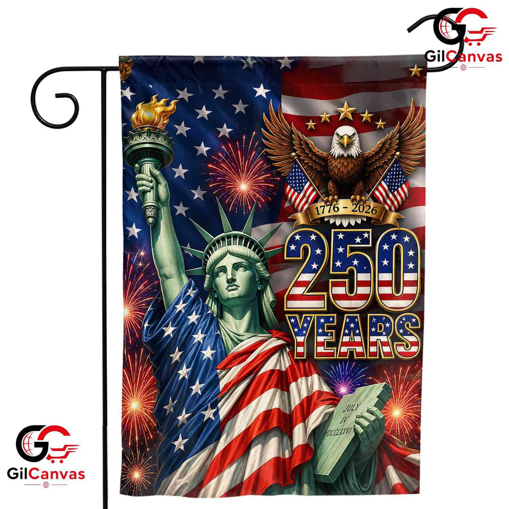 Liberty And Eagle 250th House Garden Flag July 4th Fireworks 1776-2026 Decor