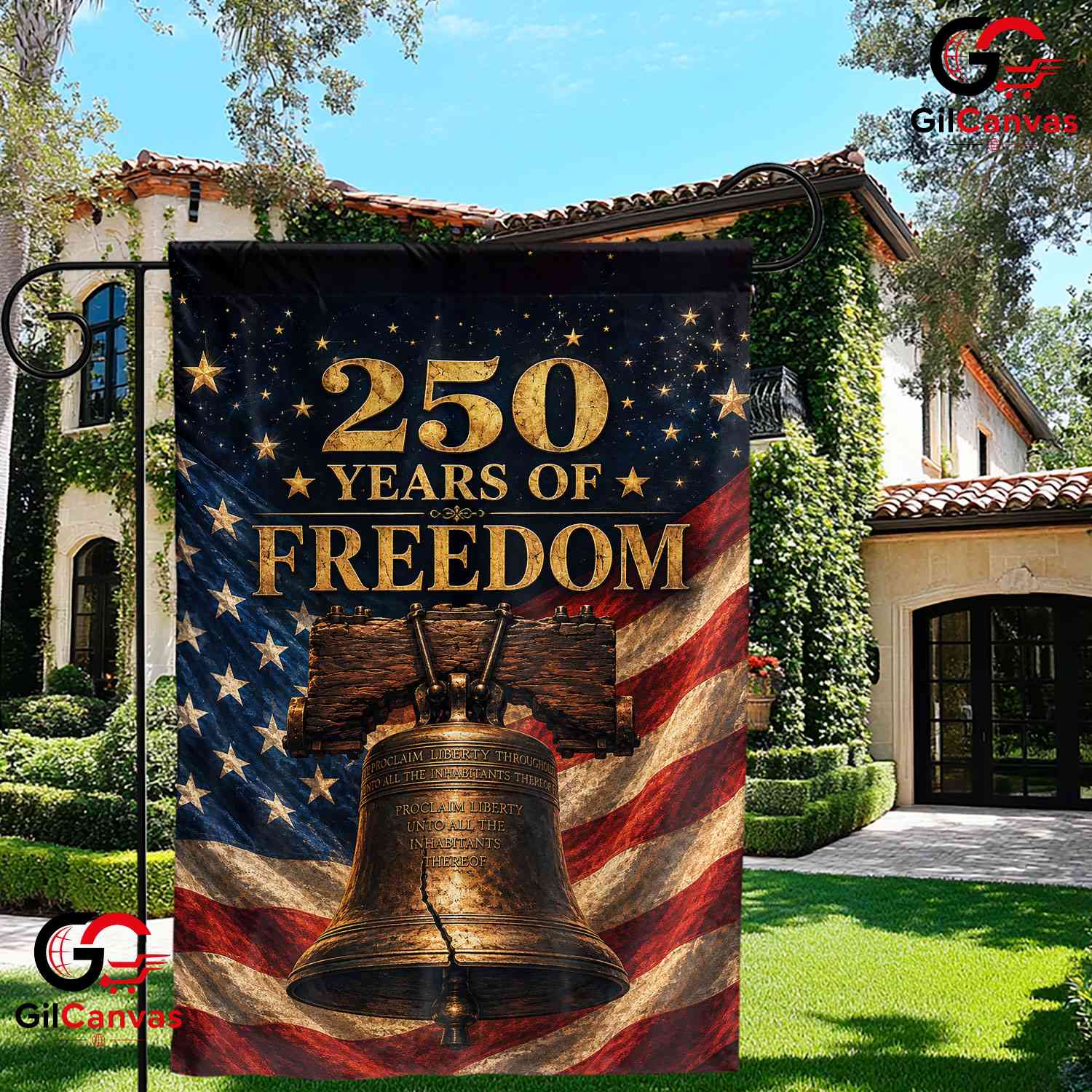 Liberty Bell 250th Anniversary Garden Flag Semiquincentennial Yard Decor Banner