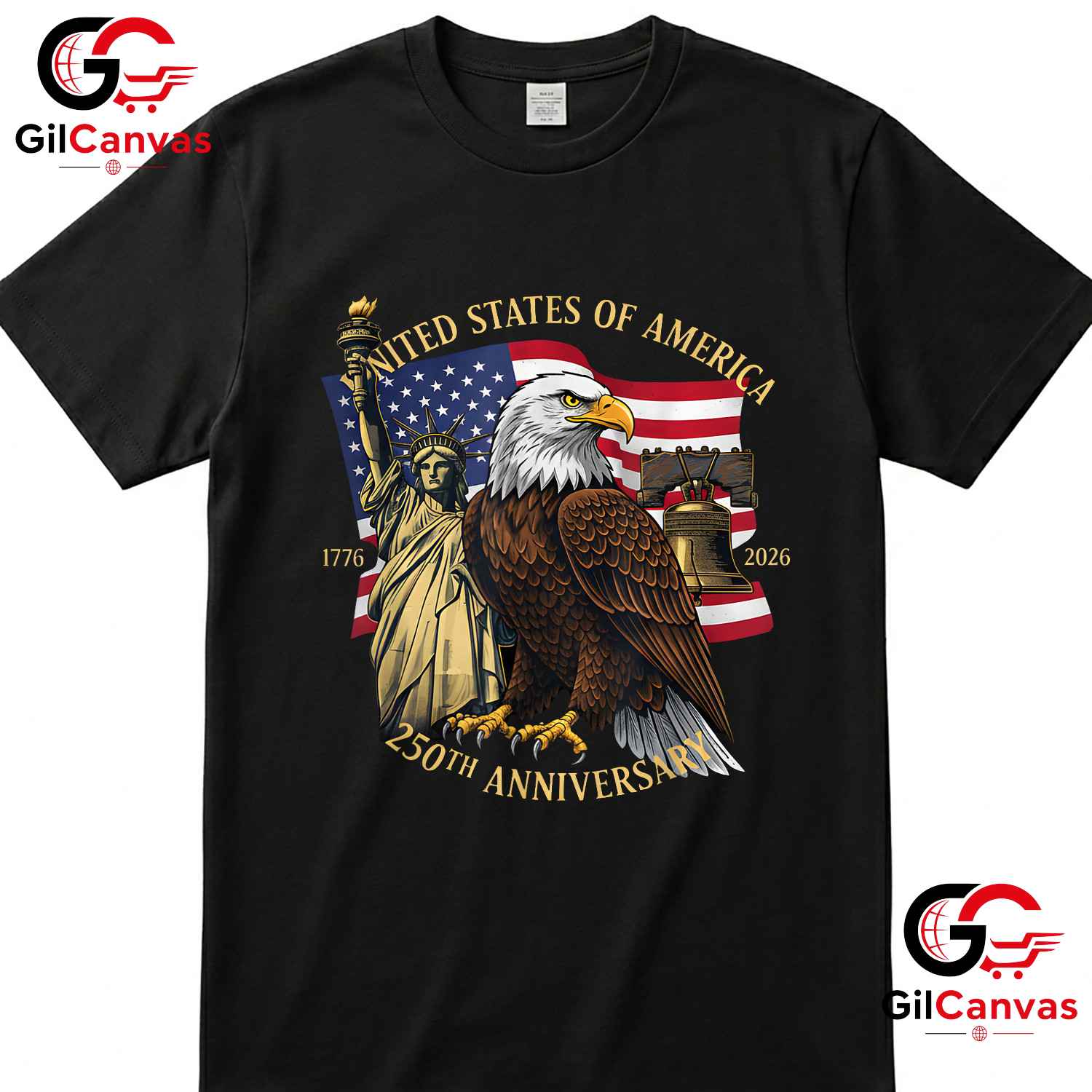 Liberty Bell Eagle 250th Birthday 1776-2026 250 Years Unisex Men Women Graphic T-Shirt