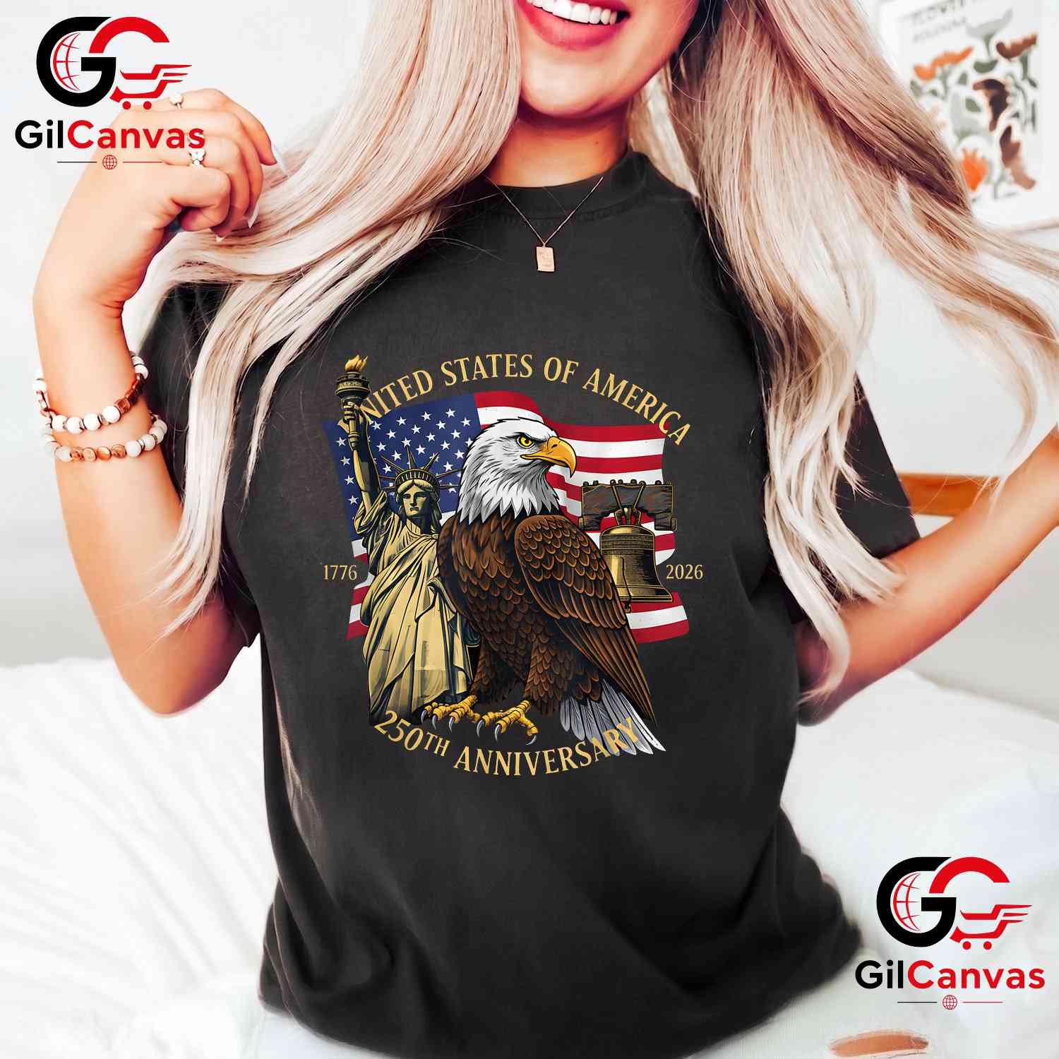 Liberty Bell Eagle 250th Birthday 1776-2026 250 Years Unisex Men Women Graphic T-Shirt