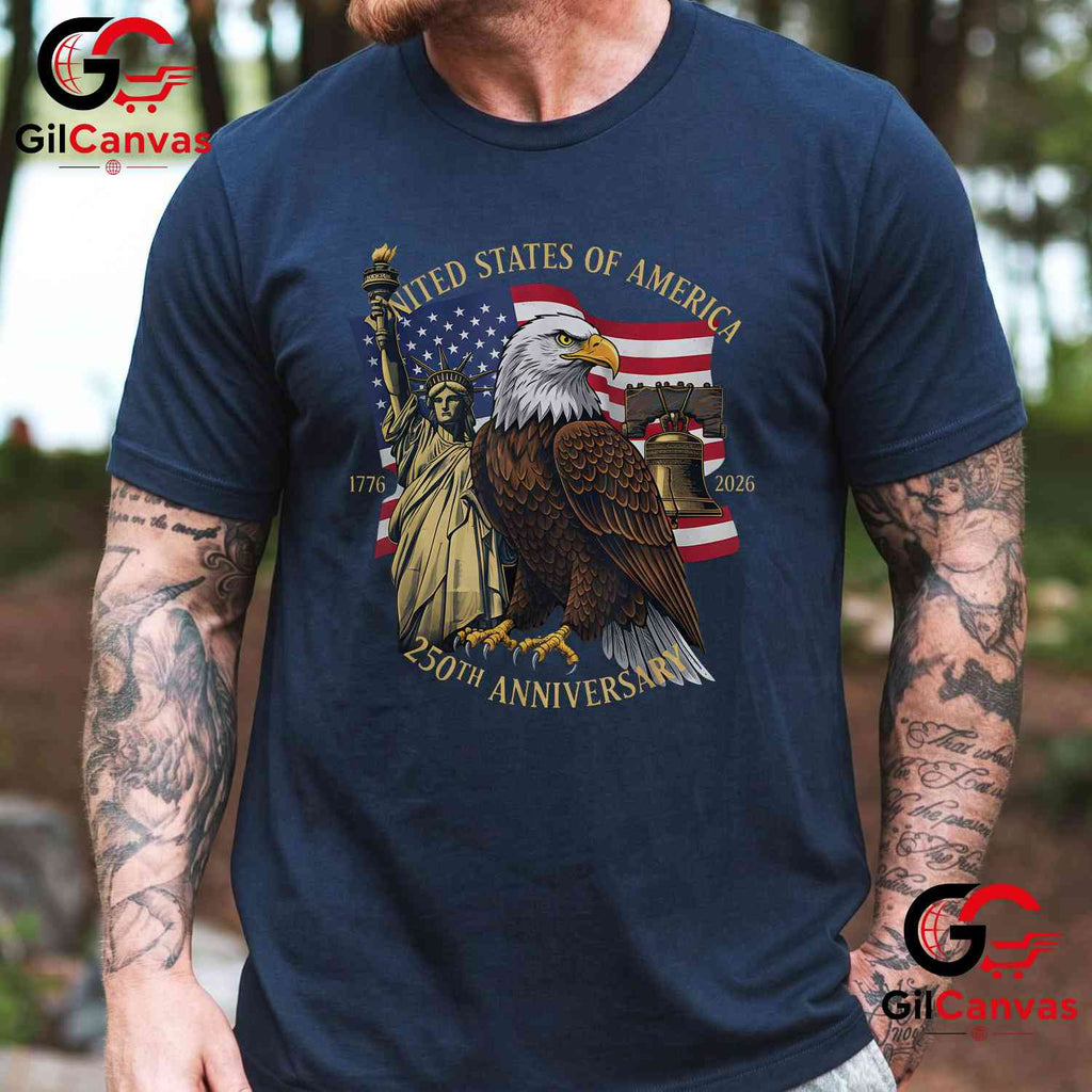 Liberty Bell Eagle 250th Birthday 1776-2026 250 Years Unisex Men Women Graphic T-Shirt