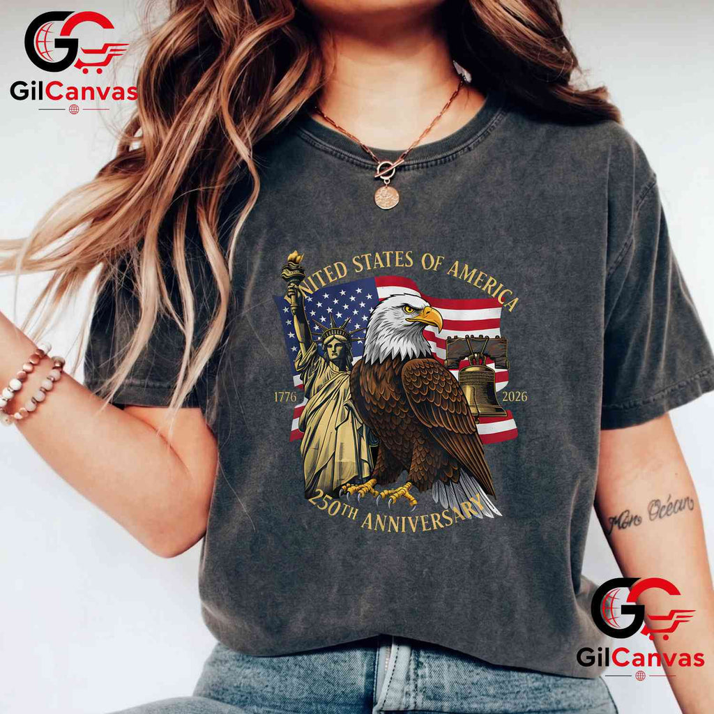 Liberty Bell Eagle 250th Birthday 1776-2026 250 Years Unisex Men Women Graphic T-Shirt