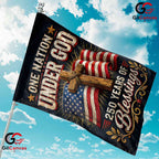 One Nation Under God 250th Garden Flag Christian Cross 1776-2026 Yard Banner