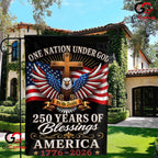 One Nation Under God 250th House Garden Flag Christian Eagle 1776-2026 Decor