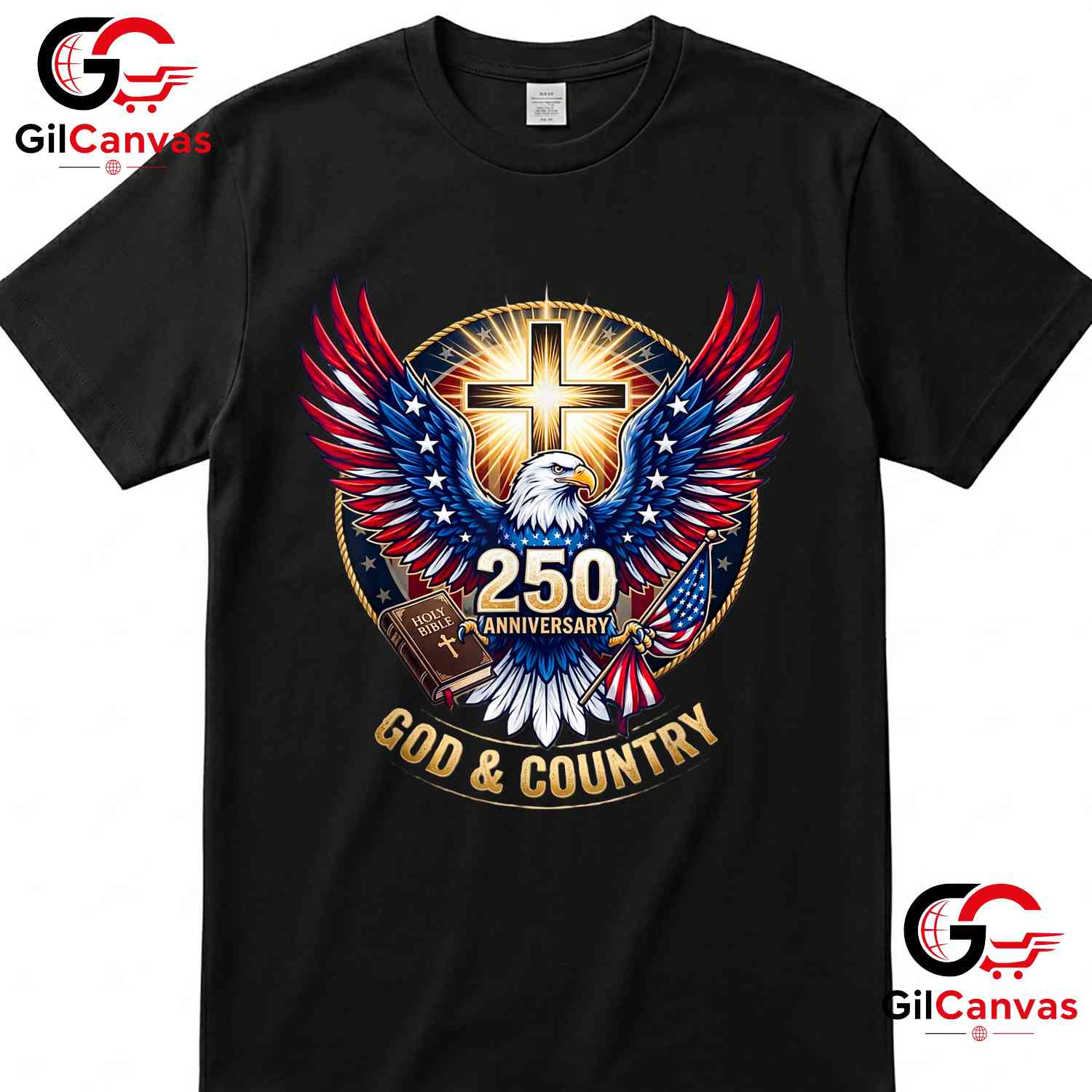 One Nation Under God America 250th Anniversary Eagle Christian Unisex T-Shirt