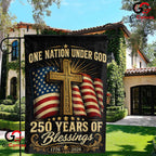 One Nation Under God Cross 250 Years of Blessings Yard Banner Garden Flag