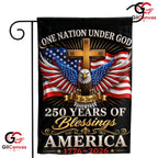 One Nation Under God Patriotic Cross Eagle Banner 250 Years Blessings Garden Flag