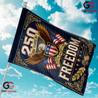 Ornate 250 Years of Freedom Eagle Vintage Patriotic Shield Banner Garden Flag