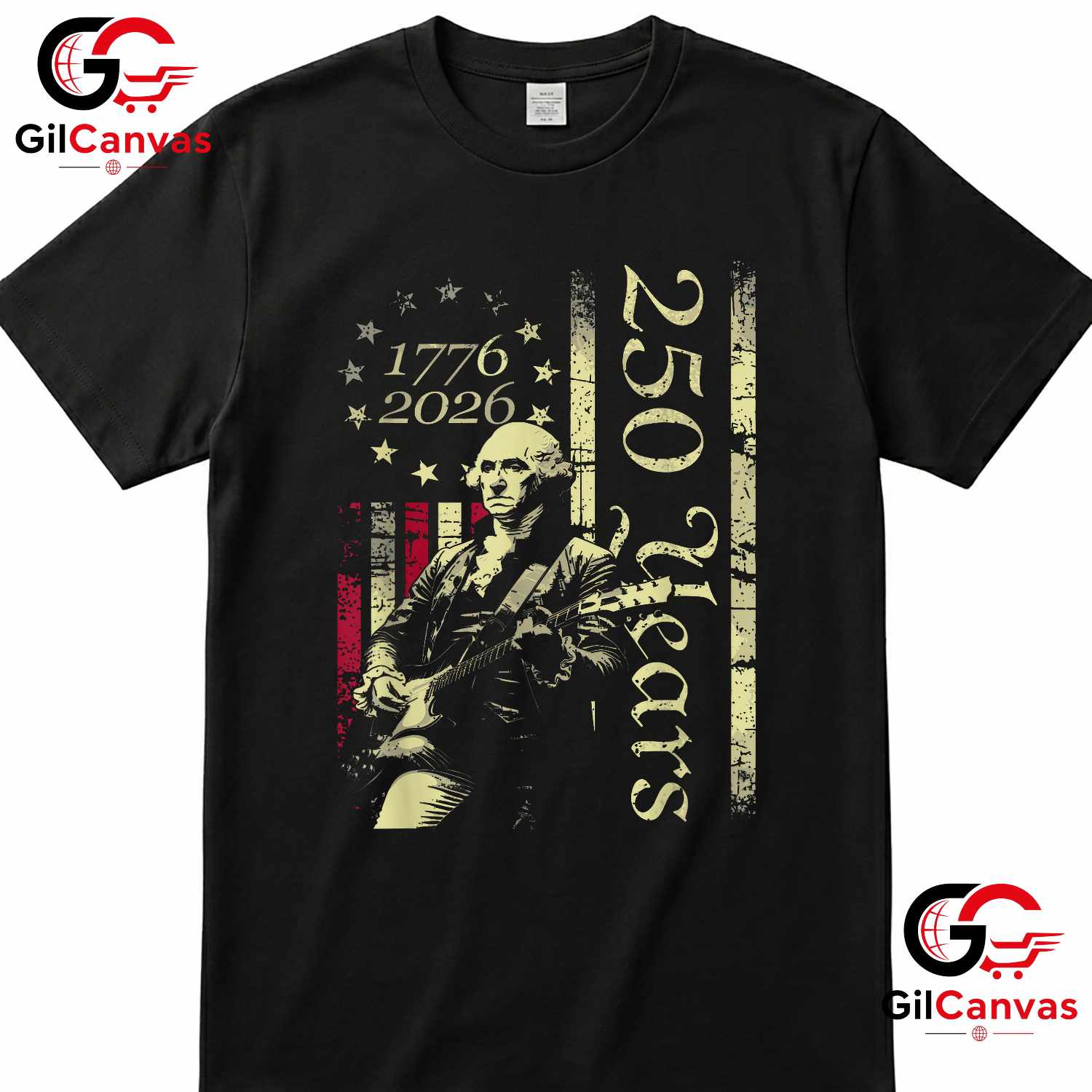 Patriot Guitar American Flag 250th Anniversary 1776-2026 Unisex Men Women T-Shirt