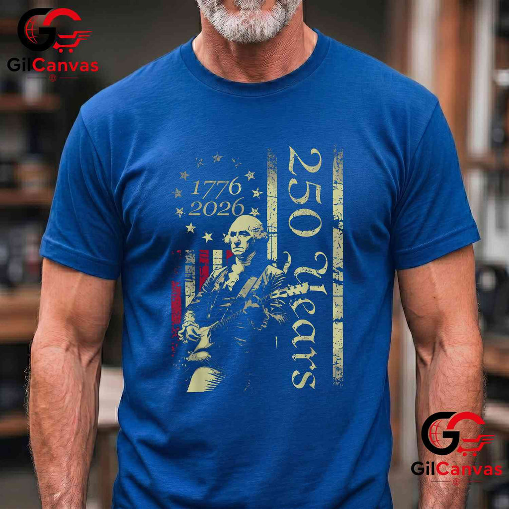 Patriot Guitar American Flag 250th Anniversary 1776-2026 Unisex Men Women T-Shirt