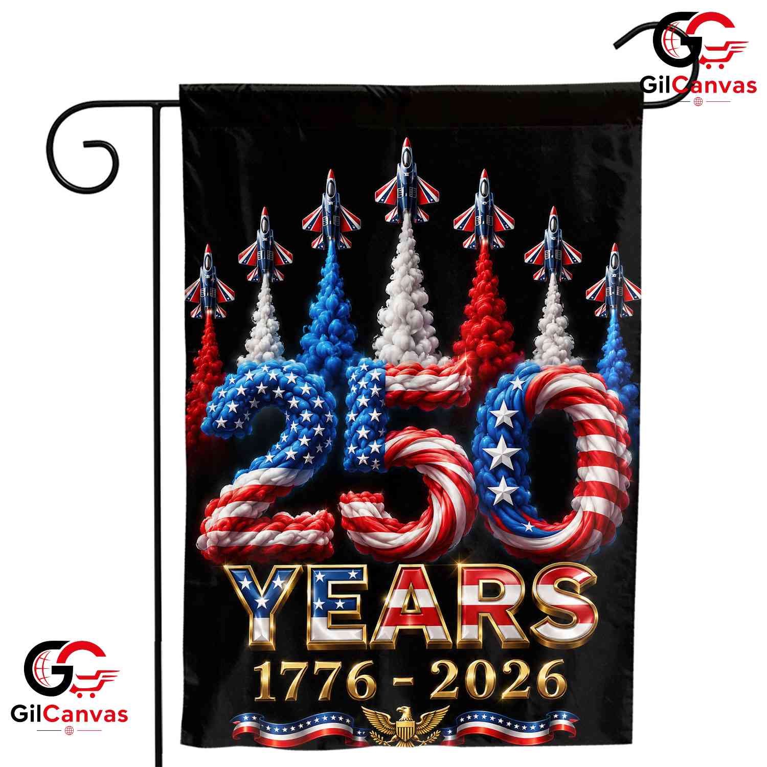 Patriotic Airshow 250th Anniversary Garden Flag 1776-2026 Yard Decor Signage