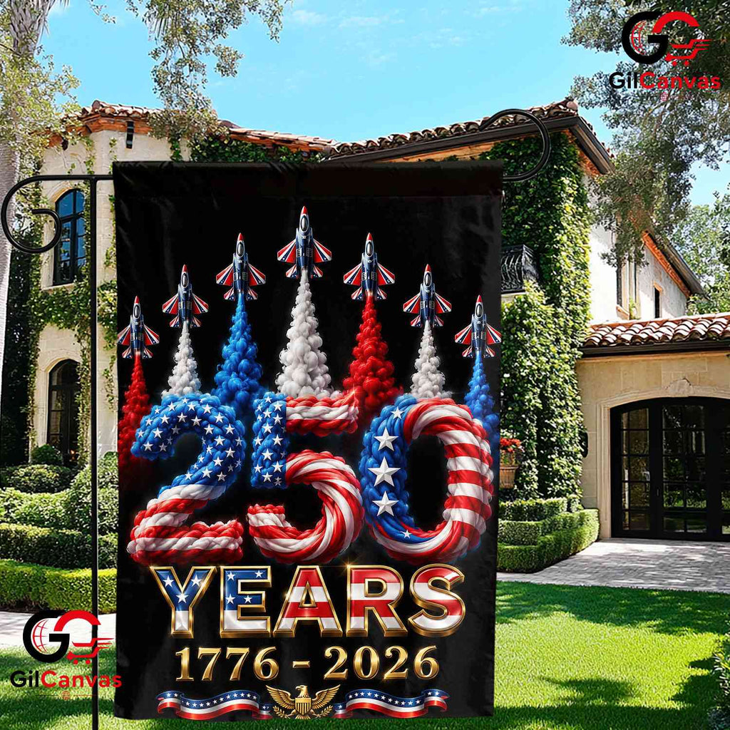Patriotic Airshow 250th Anniversary Garden Flag 1776-2026 Yard Decor Signage