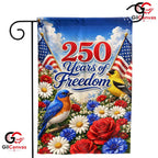 Patriotic Bluebird 250th Garden Flag Floral Semiquincentennial Yard Decor Sign