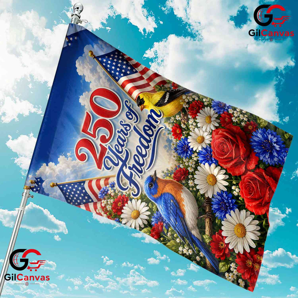 Patriotic Bluebird 250th Garden Flag Floral Semiquincentennial Yard Decor Sign