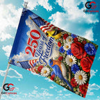 Patriotic Bluebird 250th Garden Flag Floral Semiquincentennial Yard Decor Sign