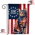 Patriotic Cat 250 Years Garden Flag American Flag Pet Lover Outdoor Yard Banner