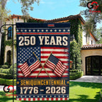 Patriotic Crossed Flags 250th Garden Flag Semiquincentennial Yard Decor Banner