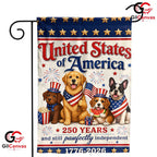 Patriotic Dogs 250th Anniversary Garden Flag Pet Lover Yard Banner 1776-2026