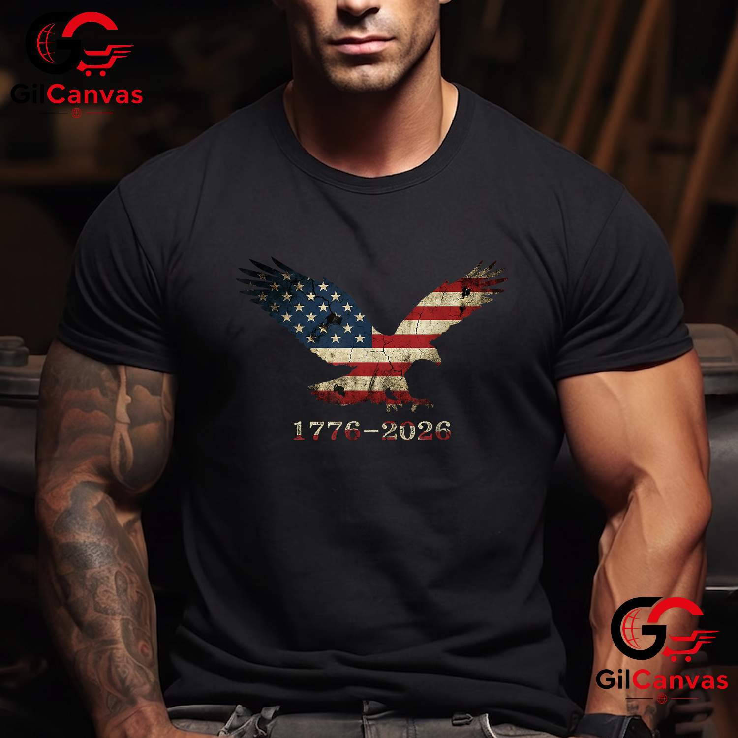 Patriotic Eagle American Flag Design 250 Years Anniversary Unisex Freedom Graphic T-Shirt