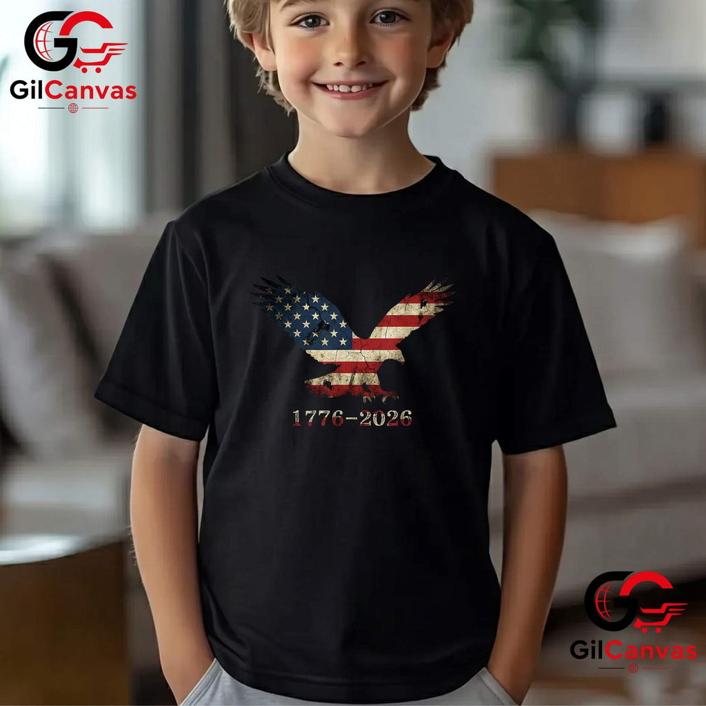Patriotic Eagle American Flag Design 250 Years Anniversary Unisex Freedom Graphic T-Shirt