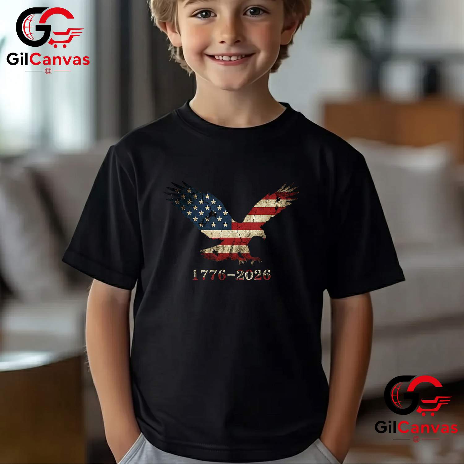 Patriotic Eagle American Flag Design 250 Years Anniversary Unisex Freedom Graphic T-Shirt