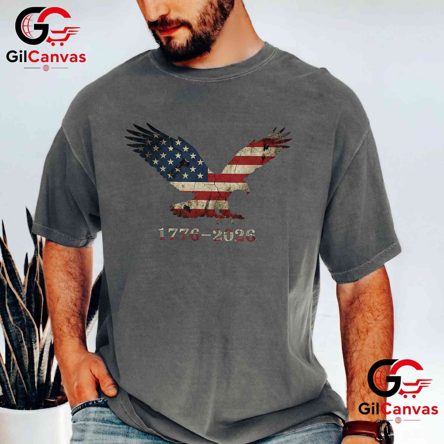 Patriotic Eagle American Flag Design 250 Years Anniversary Unisex Freedom Graphic T-Shirt