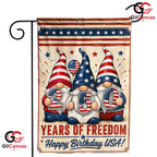 Patriotic Gnomes 250th Garden Flag Happy Birthday USA 1776-2026 Yard Banner