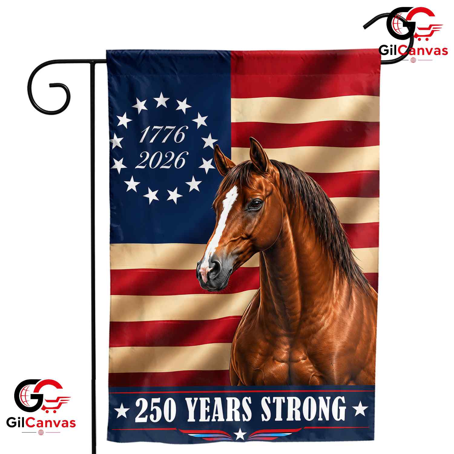 Patriotic Horse 250th Anniversary Garden Flag 1776-2026 Yard Decor Banner Sign