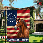 Patriotic Horse 250th Anniversary Garden Flag 1776-2026 Yard Decor Banner Sign