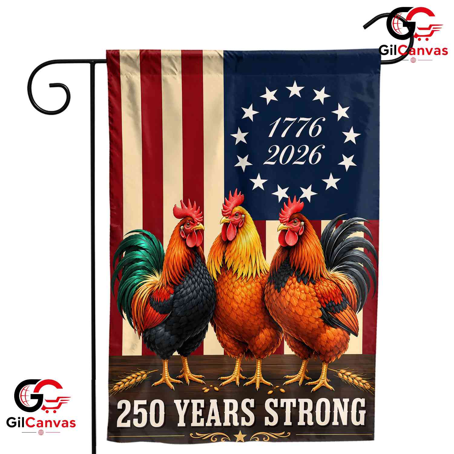Patriotic Rooster 250th Anniversary Garden Flag 1776-2026 Yard Decor Signage