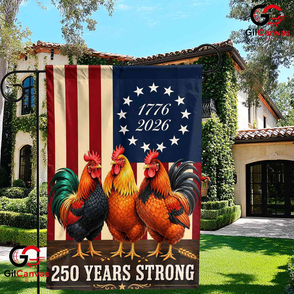 Patriotic Rooster 250th Anniversary Garden Flag 1776-2026 Yard Decor Signage