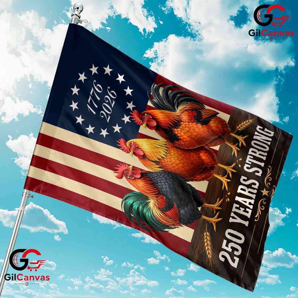 Patriotic Rooster 250th Anniversary Garden Flag 1776-2026 Yard Decor Signage