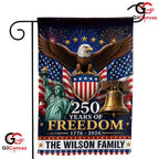 Personalized 250 Years of Freedom Custom Name Patriotic Yard Banner Garden Flag