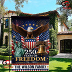 Personalized 250 Years of Freedom Custom Name Patriotic Yard Banner Garden Flag