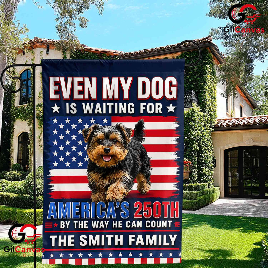 Personalized 250th Dog Custom Family Name Patriotic Yard Banner Garden Flag
