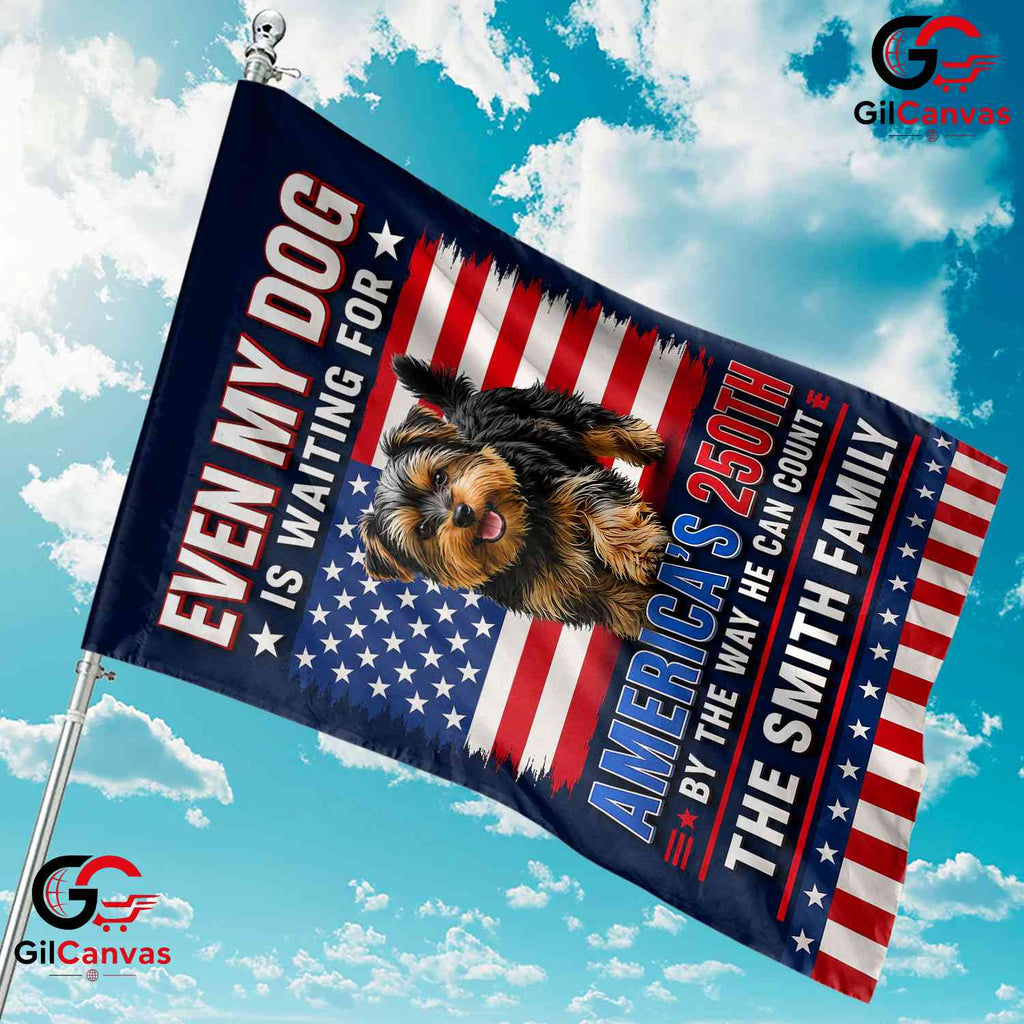 Personalized 250th Dog Custom Family Name Patriotic Yard Banner Garden Flag
