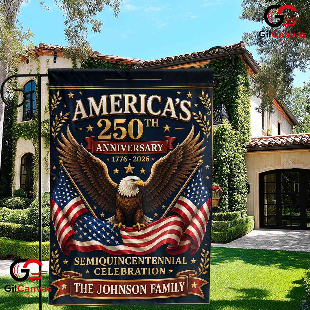 Personalized Semiquincentennial Custom Eagle 250th Anniversary Decor Garden Flag